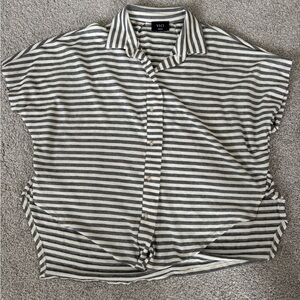 Vici Black and White Striped Collared Shirt